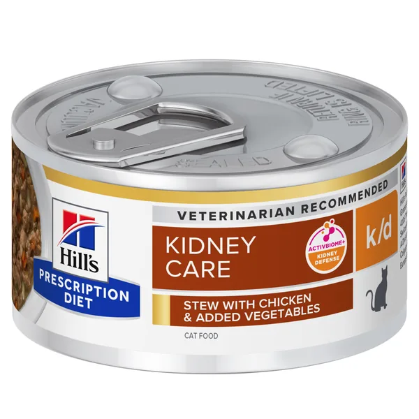Hill's Prescription Diet Feline k/d estofado con pollo y verduras Latas Humeda Gato 24 x 82 g
