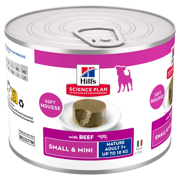 Hill's Science Plan Canine Mature Mousse Small & Mini Vacuno Lata Humeda Perros 12 x 200 g