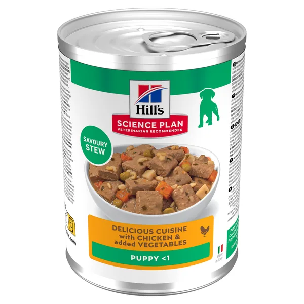 Hill's Science Plan Canine Puppy estofado con pollo y verduras Lata Humeda Perros 12 x 363 g