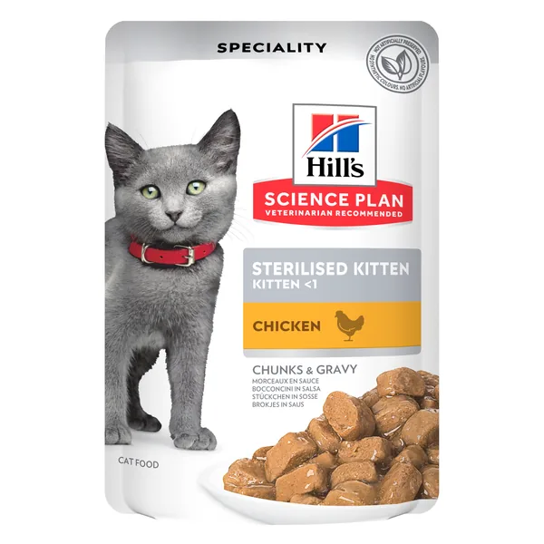 Hill's Science Plan Feline Sterilised Kitten Pollo Multipack bolsitas sobres para gato 12 x 85 g