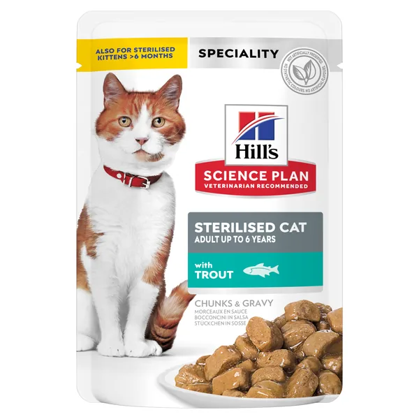 Hill's Science Plan Feline Sterilised Trucha sobres para gato 12 x 85 g