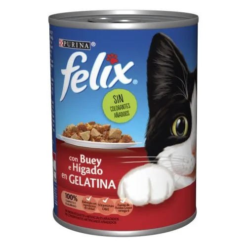 Purina Felix Estándar Gelatina en Lata Buey e Hígado 400 g
