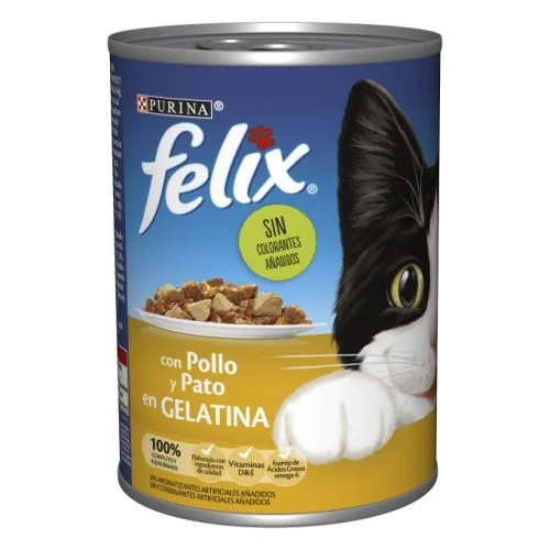 Purina Felix Estándar Gelatina en Lata Pollo y Pato 400 g