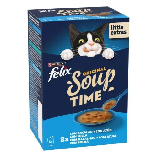 Purina Felix Soup Time Original con Bacalao, Atún y Solla 48 g