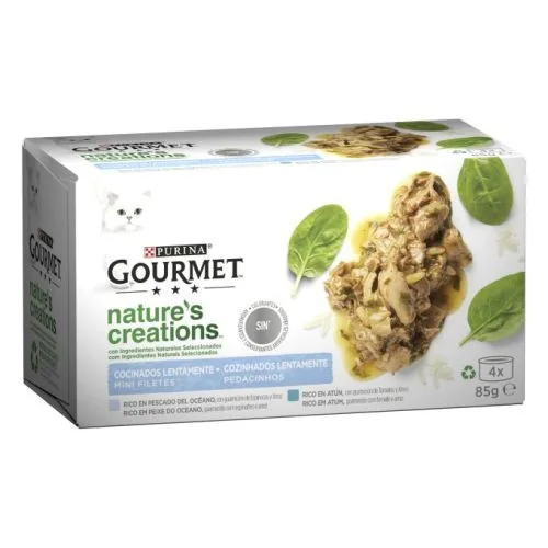 Purina Gourmet Nature's Creations Mini Filetes rico en pescado del oceano y atún 85 g