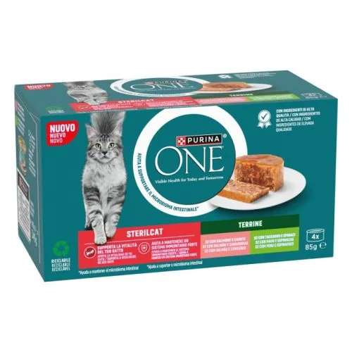 Purina One Esterilizado Terrine con Salmón y Zanahorias 4x 85 g