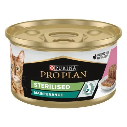Purina Pro Plan Gato Adulto Lata Sterilised Maintenance Terrina con atún y salmón 85 g