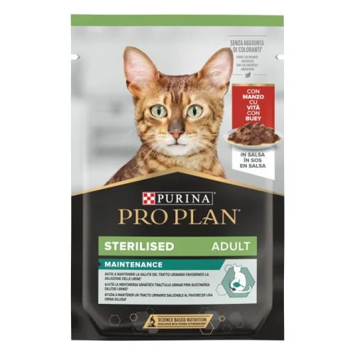 Purina Pro Plan Gato Adulto Sobre Esterilizado Maintenance con Buey en salsa 85 g