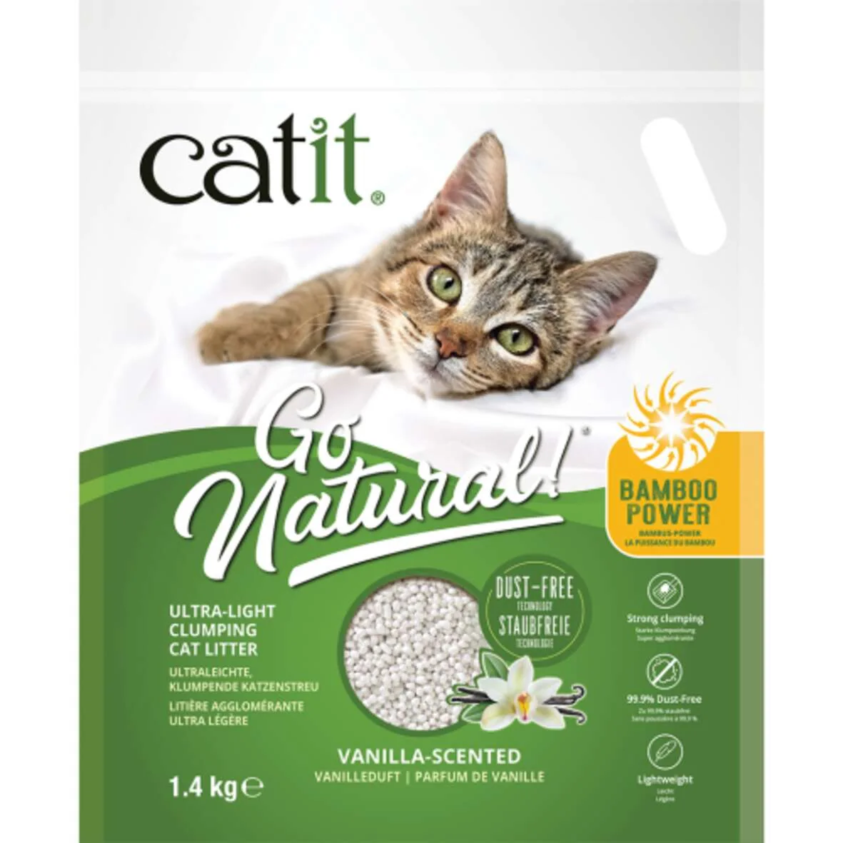 Arena Aglomerante Ultraligera para Gatos de Bambú Go Natural