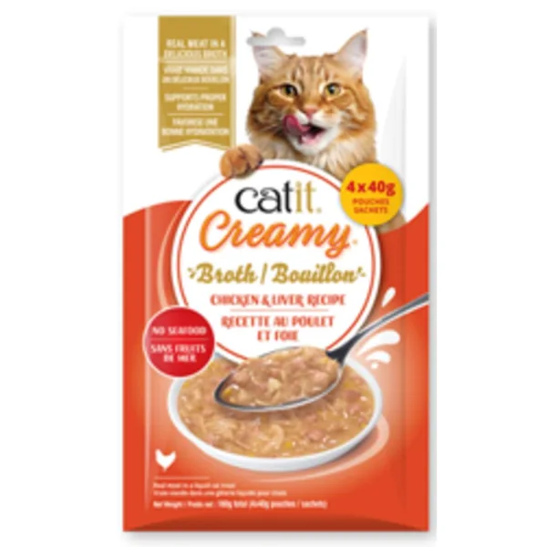 Catit Creamy Broth Pollo e HÝgado, 4x40g