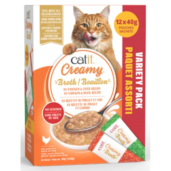 Catit Creamy Broth Pollo Pack Variado, 12x40g