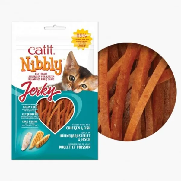 Catit Nibbly Jerky, Pollo&Pescado, 30g