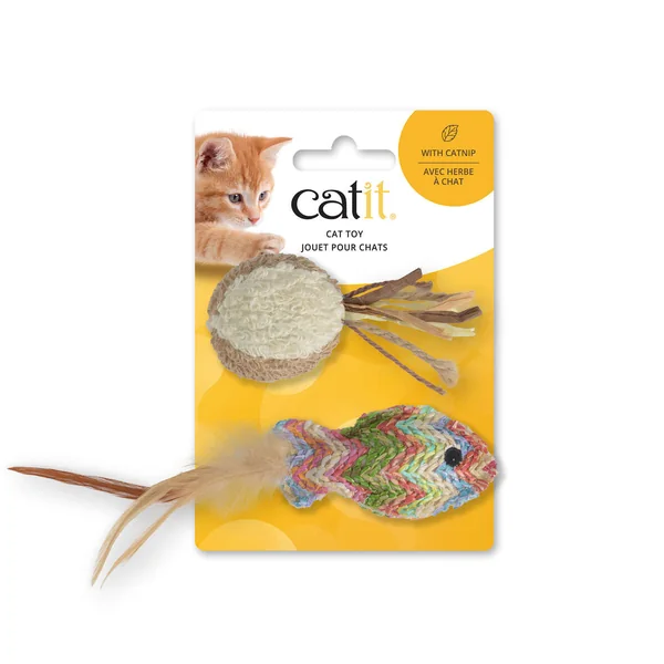 Catit Pez tejido de paja y pelota felpa