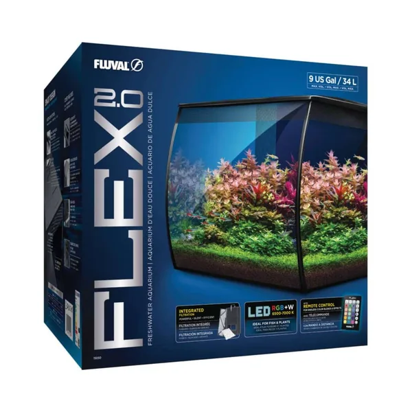Fluval Flex 2.0 Kit Acuario, Negro, 34L