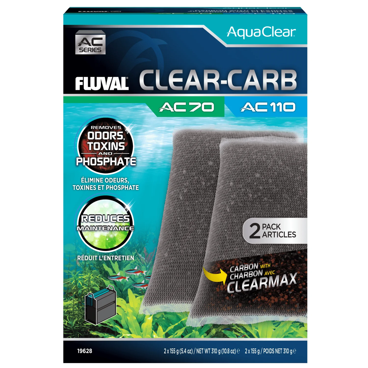 Material filtrante Clear-Carb para filtro AquaClear Fluval AC
