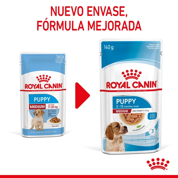 Royal Canin Medium Puppy comida húmeda para cachorro de razas tamaño mediano 10 x 140 g