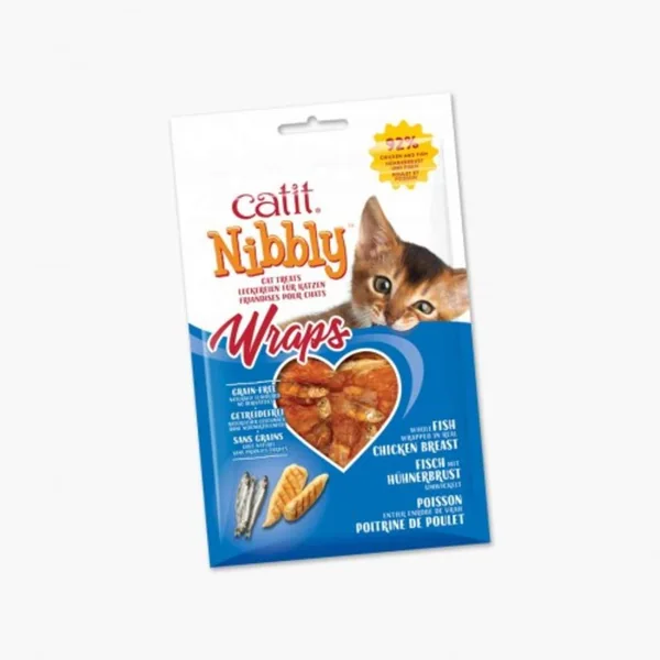Snacks masticables para gatos Catit Nibbly Wraps
